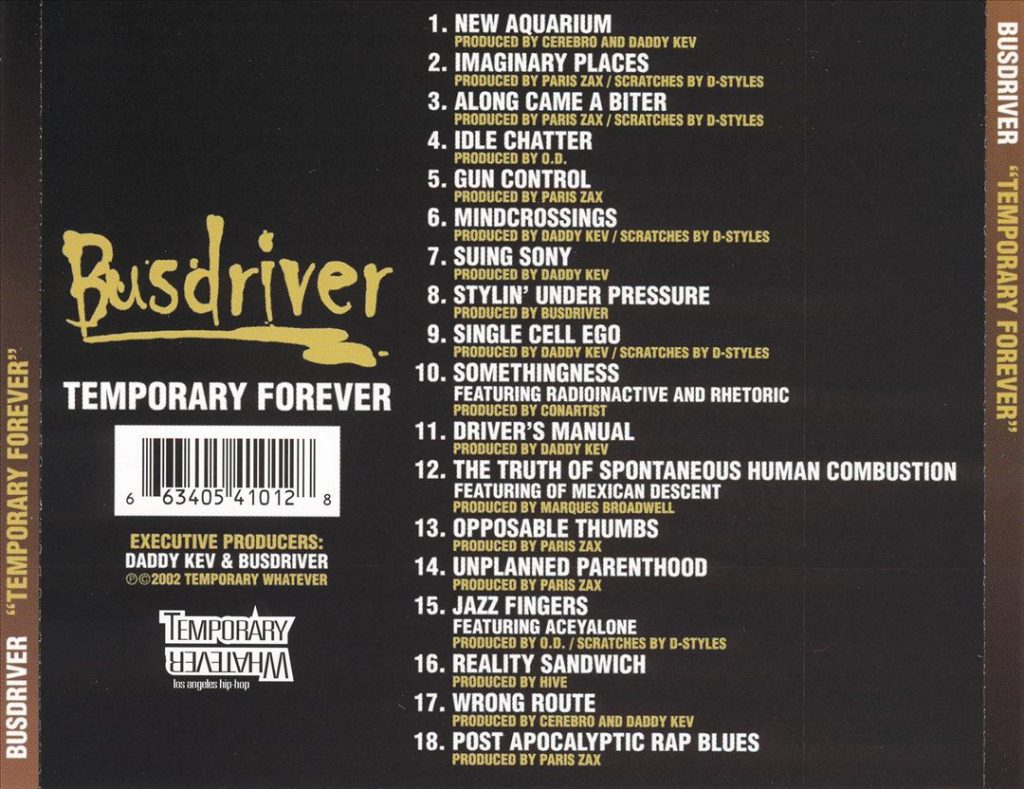 Busdriver - Temporary Forever (Back)