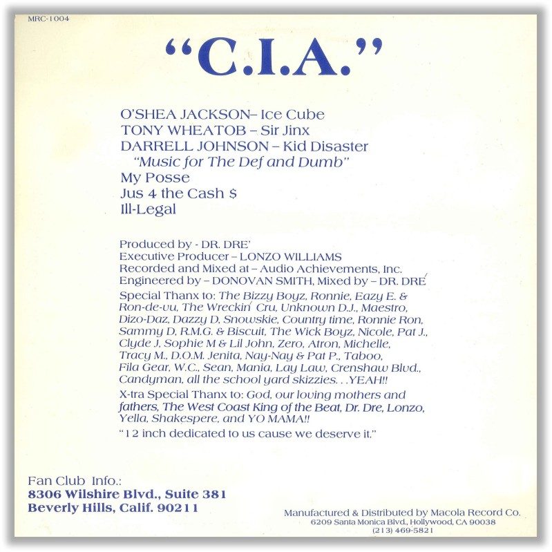 C.I.A. - Cru' In Action! (Back)