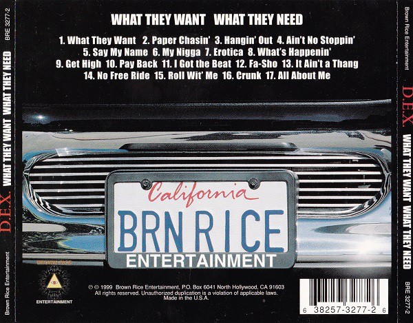 D.E.X. - What They Want What They Need (Back)