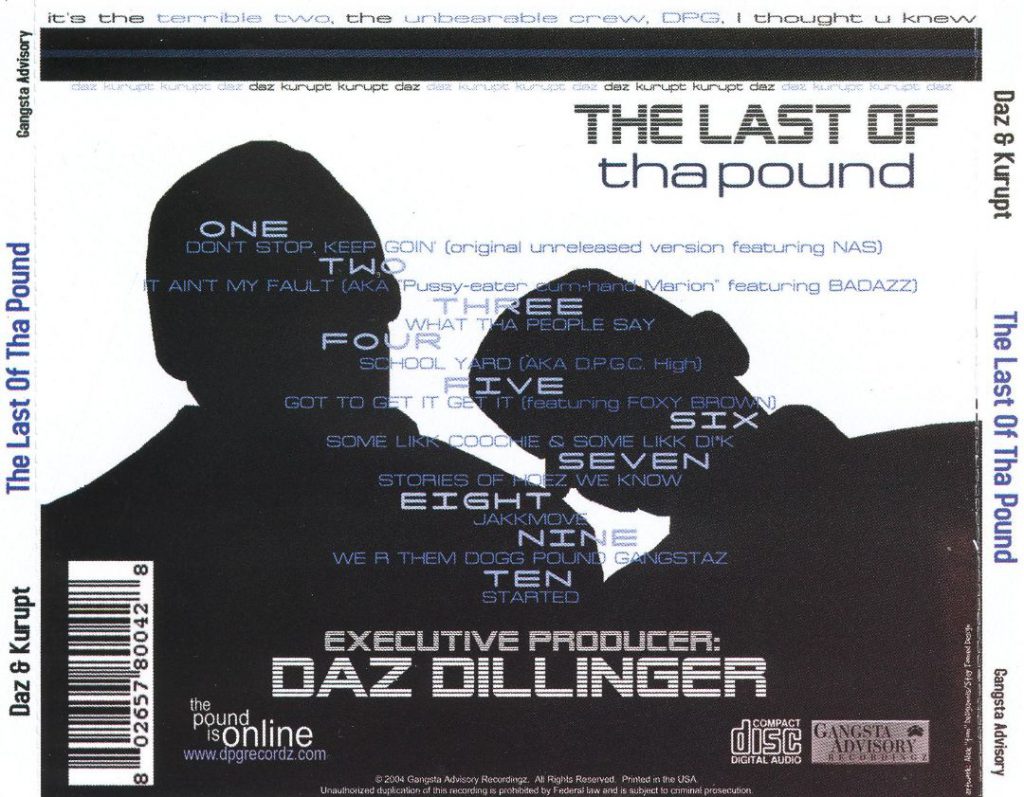 Dat Nigga Daz Presents DPG - The Last Of Tha Pound (Back)