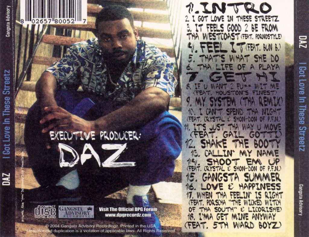 Daz - I Got Love In These Streetz The Album (Back)
