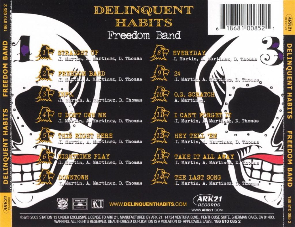 Delinquent Habits - Freedom Band (Back)