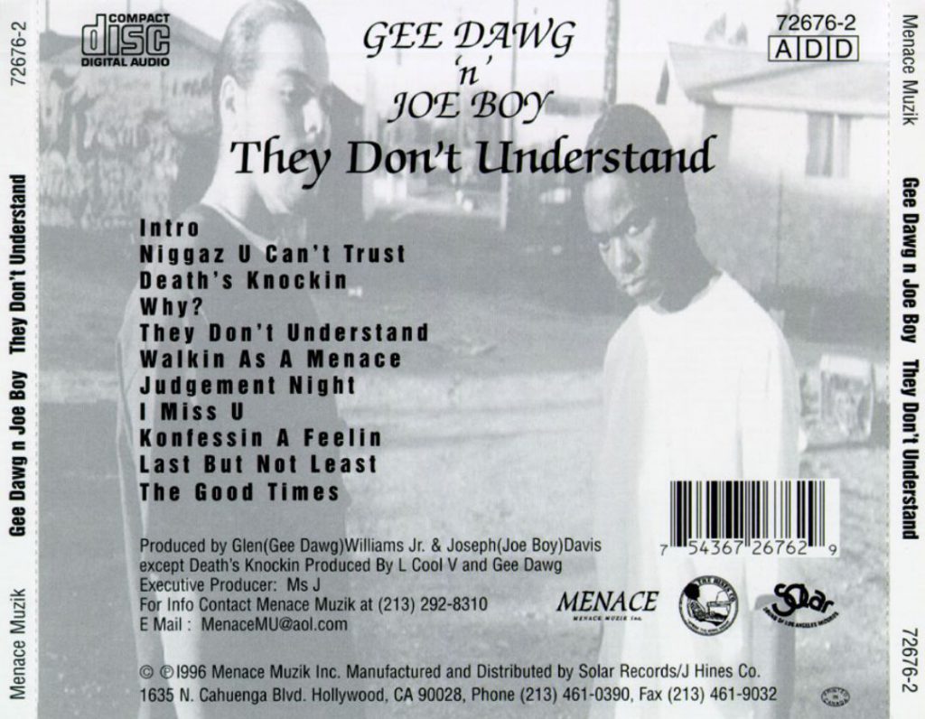 Gee Dawg 'n' Joe Boy - They Don't Understand (Back)