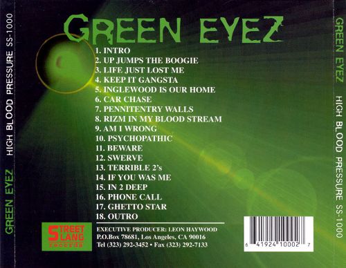 Green Eyez - High Blood Pressure (Back)