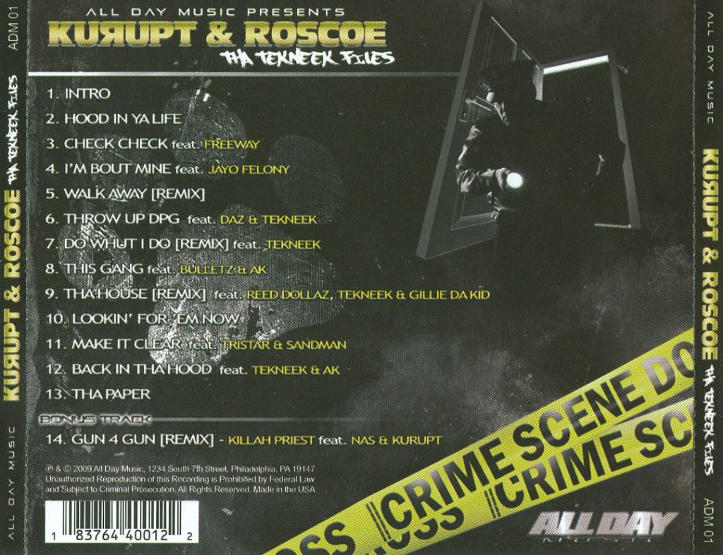 Kurupt & Roscoe - Tha Tekneek Files (Back)