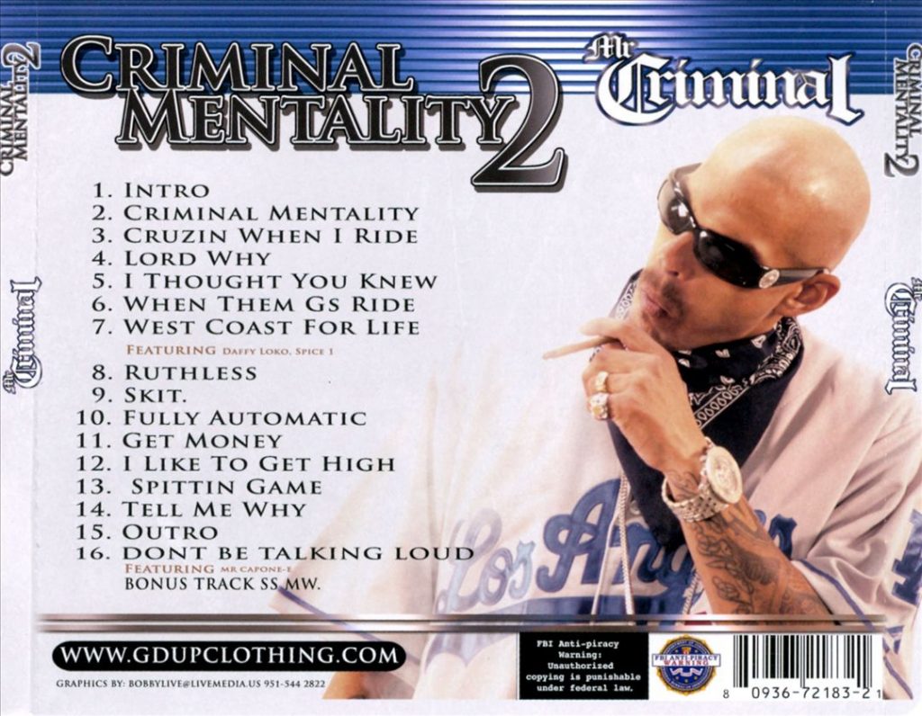 Mr. Criminal - Criminal Mentality 2 (Back)
