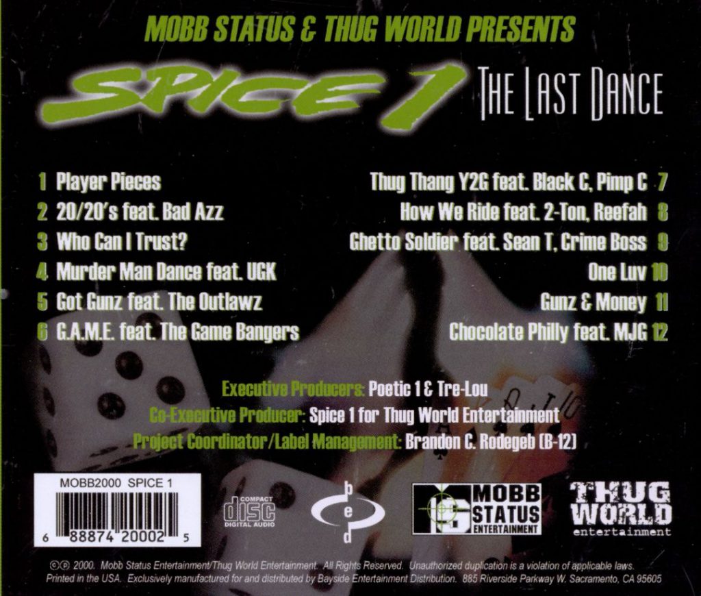 Spice 1 - The Last Dance (Back)