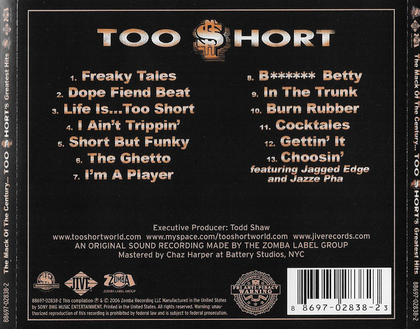 Too $hort - The Mack Of The Century Too Short's Greatest Hits (Back)