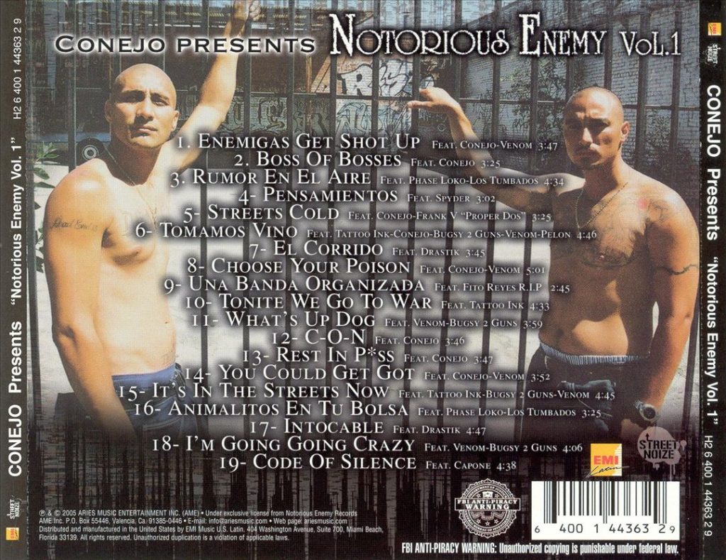 Various - Conejo Presents Notorious Enemy Vol. 1 (Back)
